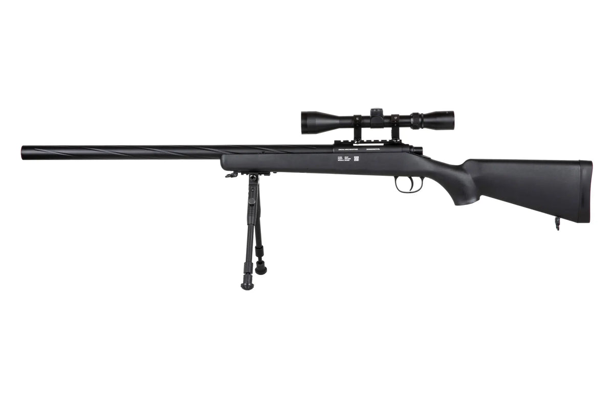 Specna Arms SA-S12 sniper airsoft rifle with scope and bipod - Black