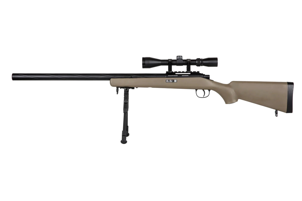 Specna Arms SA-S12 sniper airsoft rifle with scope and bipod - Tan