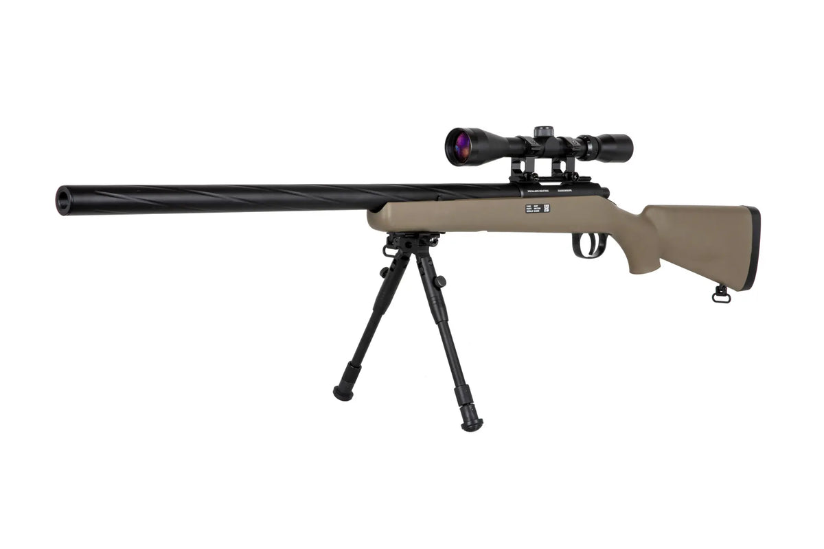 Specna Arms SA-S12 sniper airsoft rifle with scope and bipod - Tan