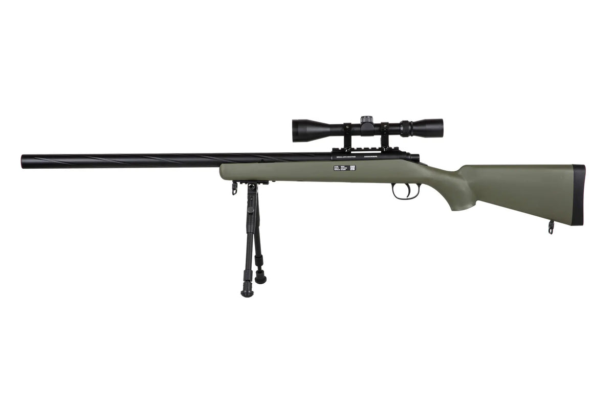 Specna Arms SA-S12 sniper airsoft rifle with scope and bipod - Olive