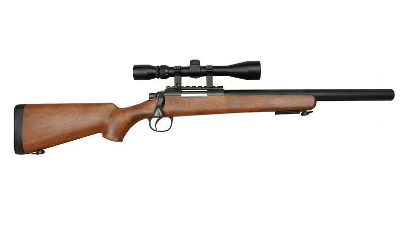 WELL MB02H bolt-action sniper rifle with scope, wood imitation