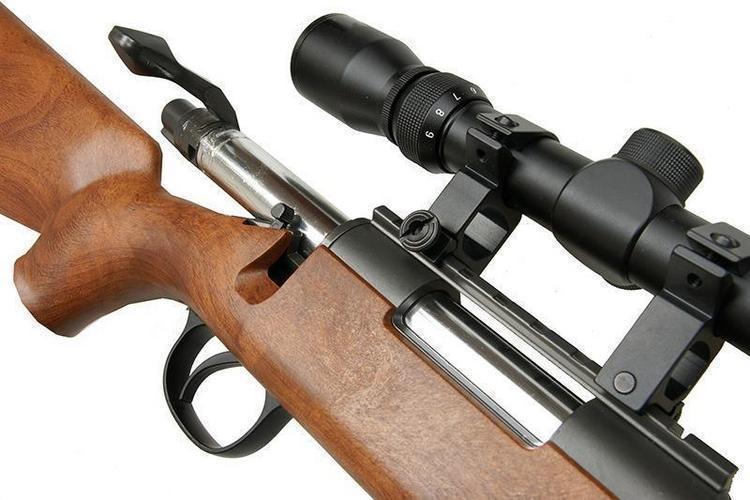 WELL MB02H bolt-action sniper rifle with scope, wood imitation