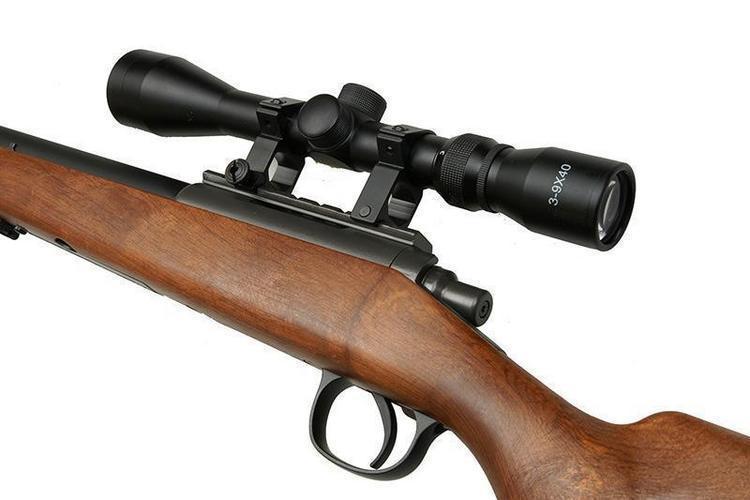 WELL MB02H bolt-action sniper rifle with scope, wood imitation