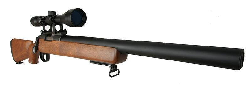 WELL MB02H bolt-action sniper rifle with scope, wood imitation