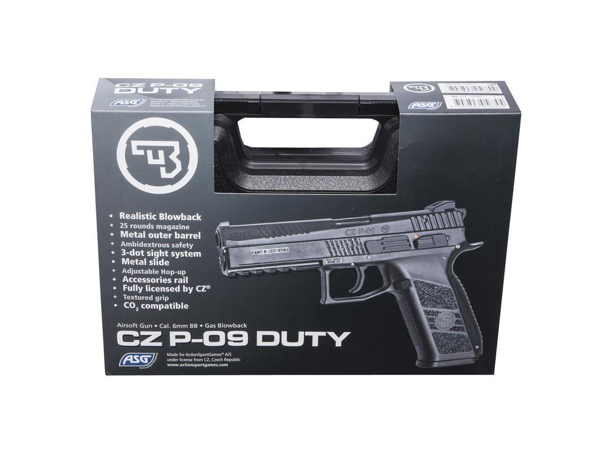 ASG CZ P-09 GBB gas pistol + case (metal slide) - black