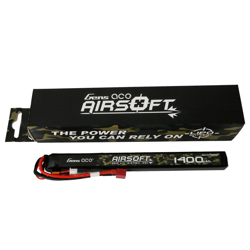 Gens Ace Ace LiPo battery 11.1V 1400mAh 3S/25C, T-plug/Deans - AK stick battery