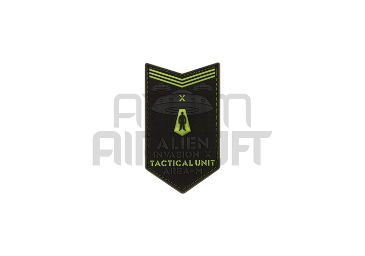 JTG "Alien Invasion Tactical Unit" PVC velcro badge - glow in the dark