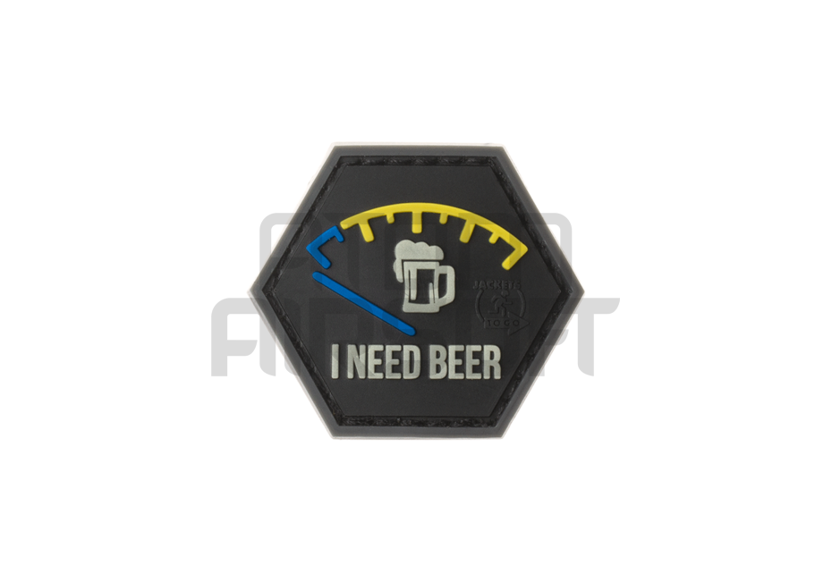JTG "I need beer" PVC velcro label