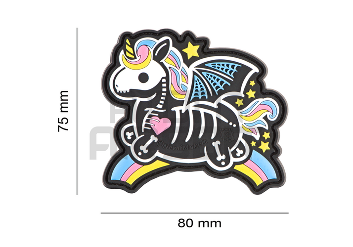 JTG Skeleton Unicorn PVC velcromerkki