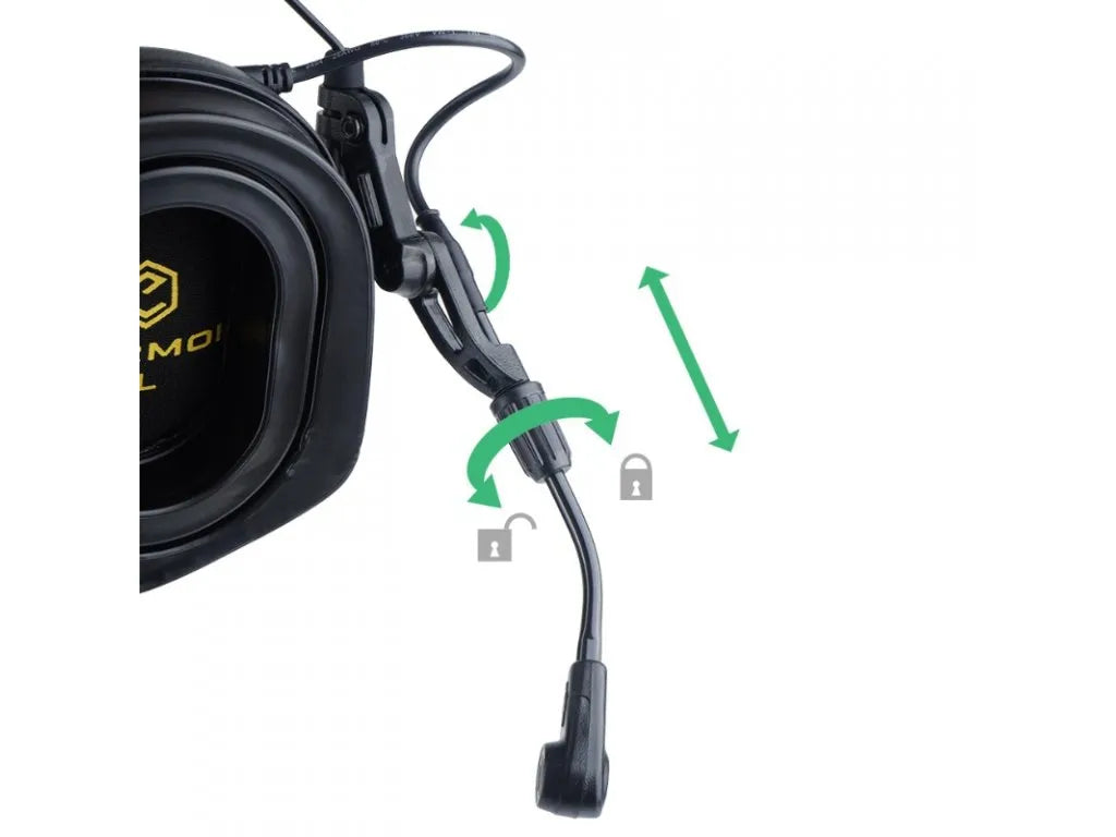 EARMOR M32X Plus active hearing protectors with speech microphone, ARC helmet mount - black