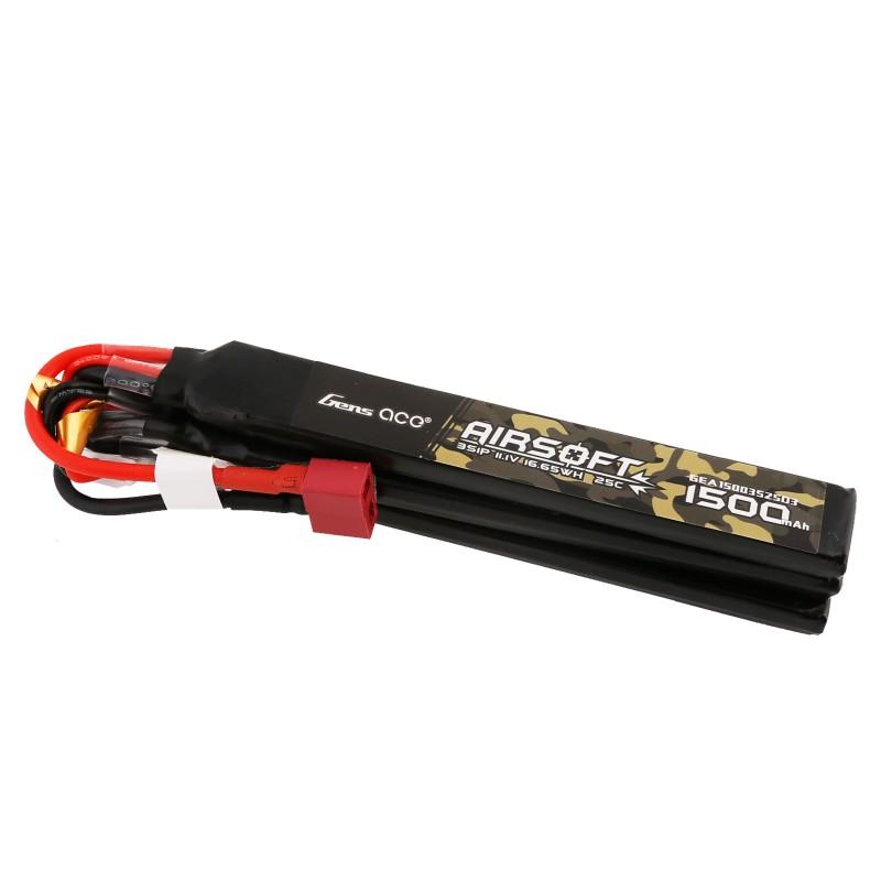Gens Ace Ace LiPo battery 11.1V 1500mAh 3S/25C nun-chuck, T-plug/Deans