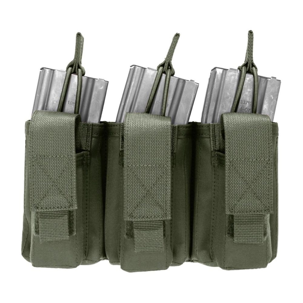 Warrior Assault Systems Open 5.56mm Triple Magazine Pouch with Pistol Magazine Pockets - OD