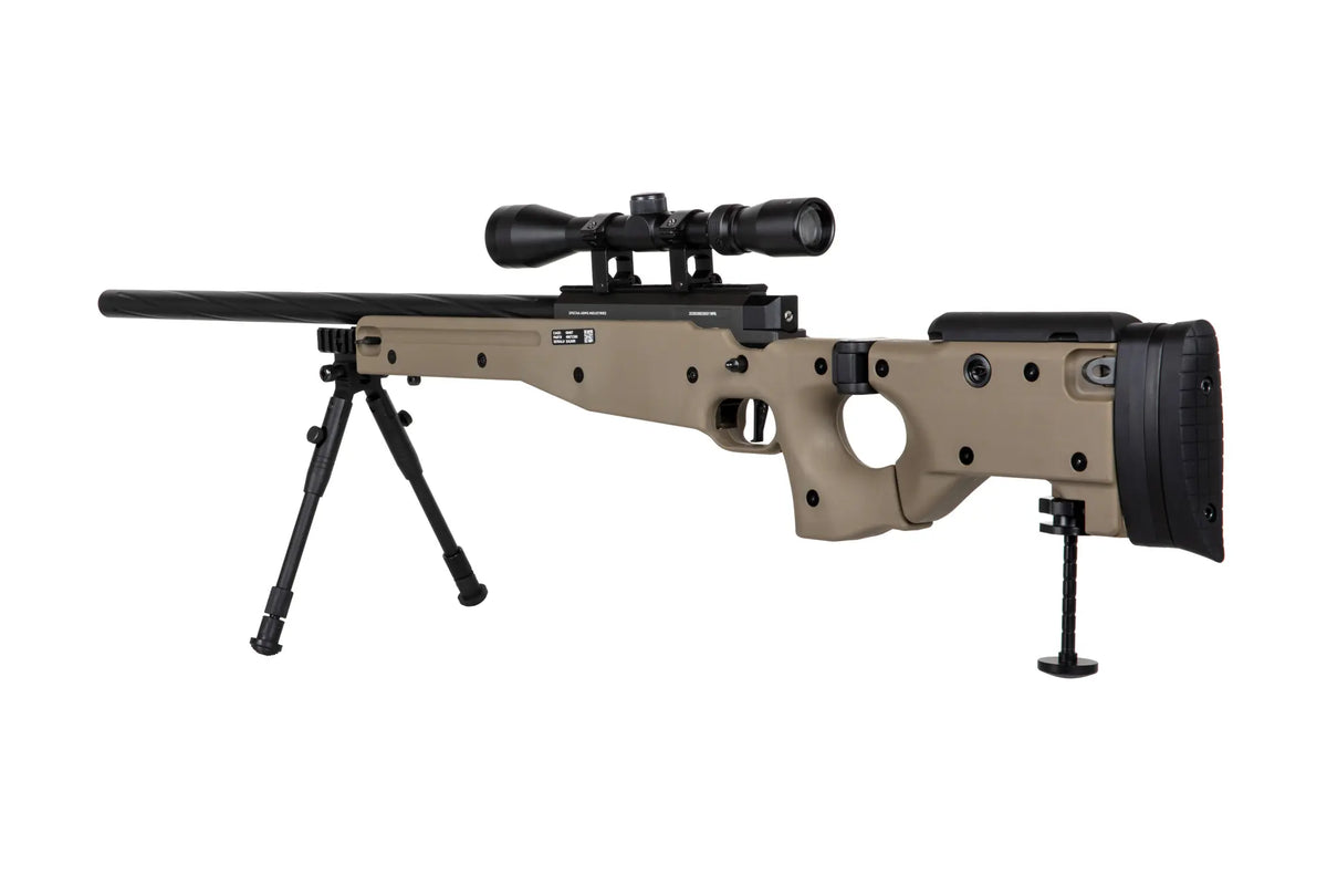 Specna Arms SA-S14 sniper airsoft rifle with scope and bipod - Tan