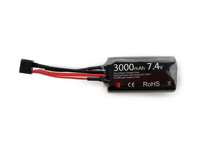 TITAN Power 3000mAh 7,4V PEQ-yhteensopiva Li-Ion -akku – Deans / T-liitin